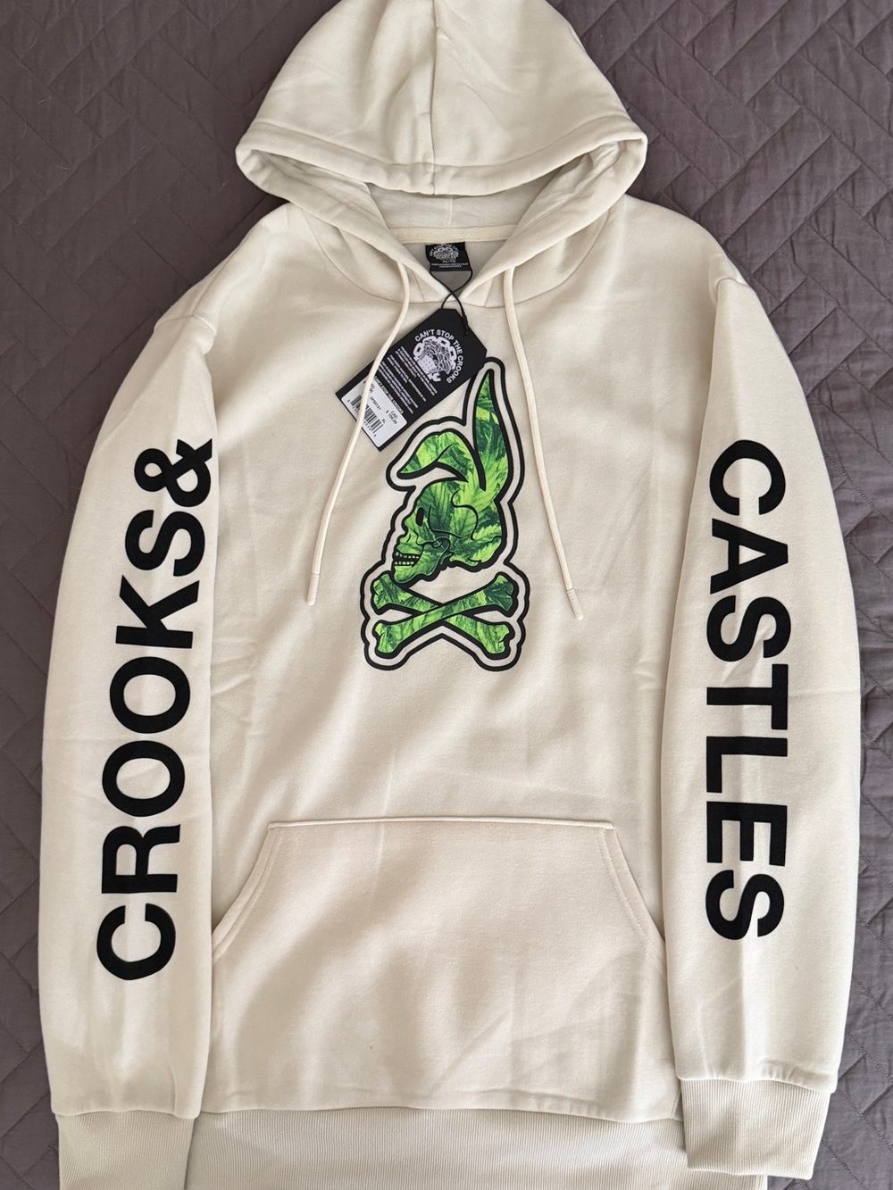 NWT Crooks & Castles Skull Bunny Graphic Hoodie - Cream / XL